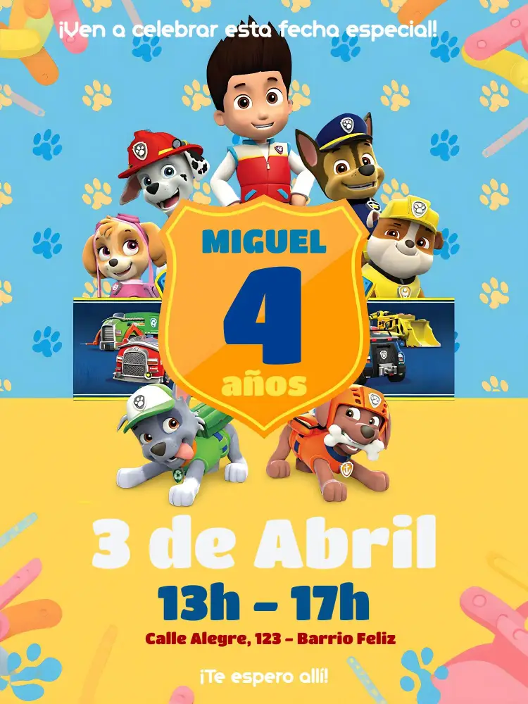 Invitación Patrulla Canina Patrol