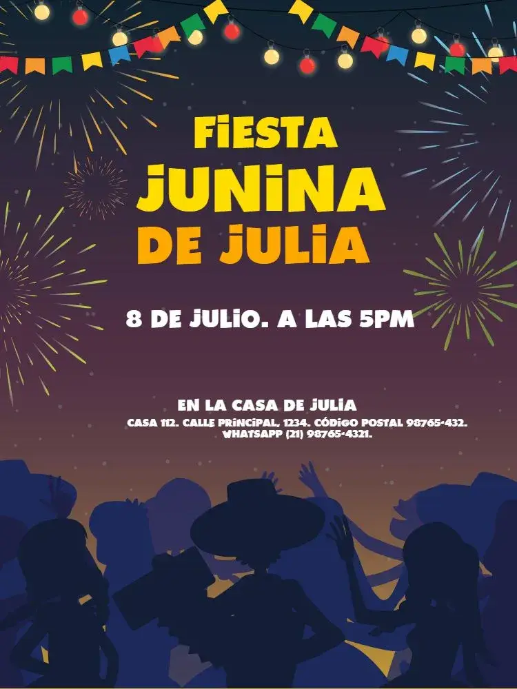Invitación Fiesta Junina Noche Estrella