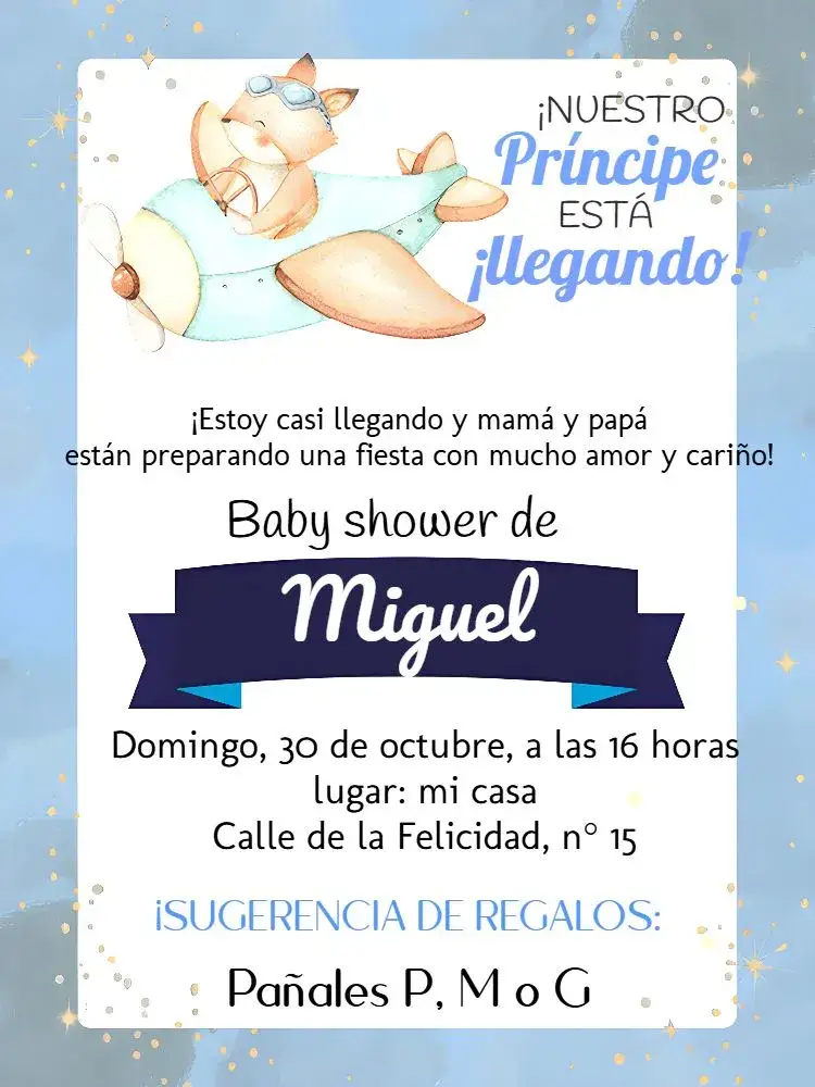 Invitación Baby Shower Aviator Teddy Bear Background – tema Baby Shower a rayas, infantil, aviador, azul y blanco, lúdico, divertido