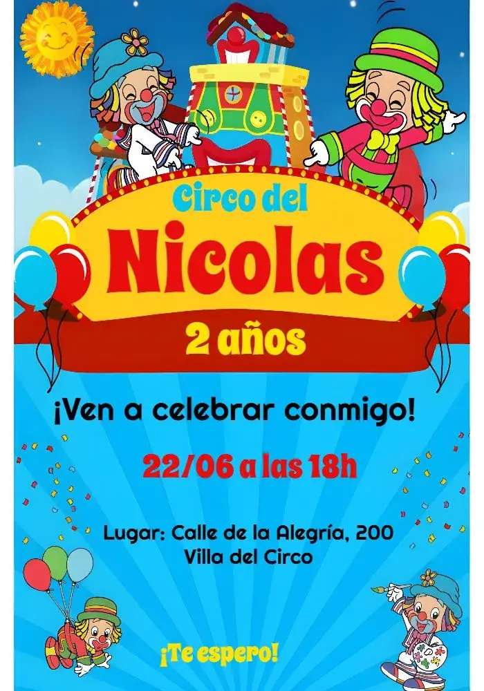 Invitación Patati Patatá Circo