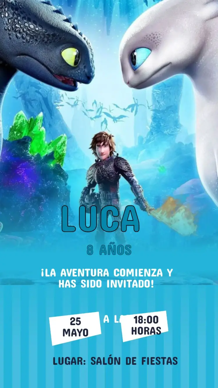 Invitación Cumpleaños Cómo entrenar a tu dragón
