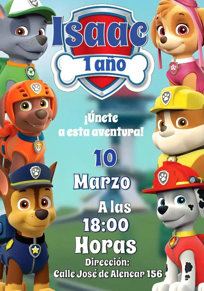 Invitación Patrulla Canina Colorido