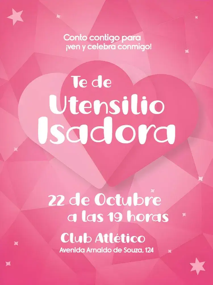 Invitación Despedida de soltera Corazones Bridal – tema Despedida de Soltera romántico, delicado, minimalista, moderno, floral, femenino