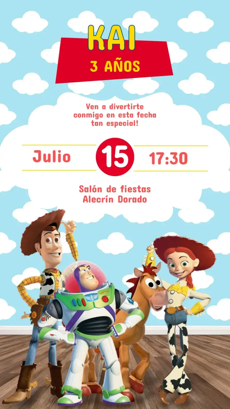 Invitación Invitación Cumpleaños Toy Story – tema Cumpleaños Infantil colorido, juguetón, divertido, animado, temático, infantil