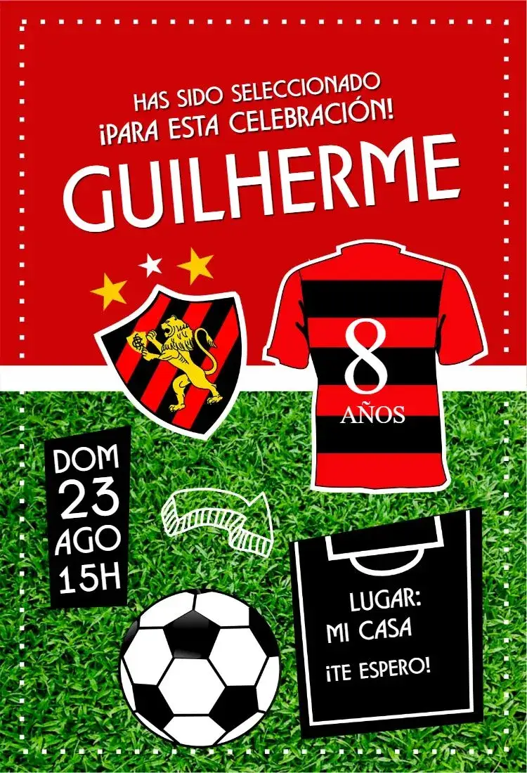Invitación Camiseta deportiva – tema Cumpleaños deportivo, colorido, moderno, juvenil, dinámico