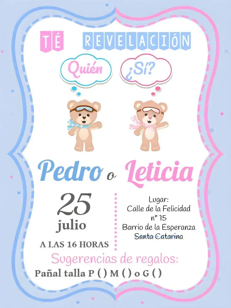 Invitación Baby Gender Reveal Tea Digital editable y personalizable