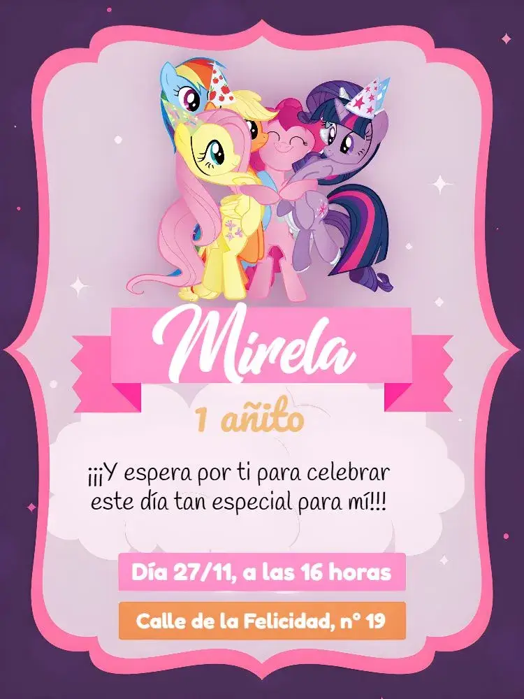 Invitación Pony Naranja