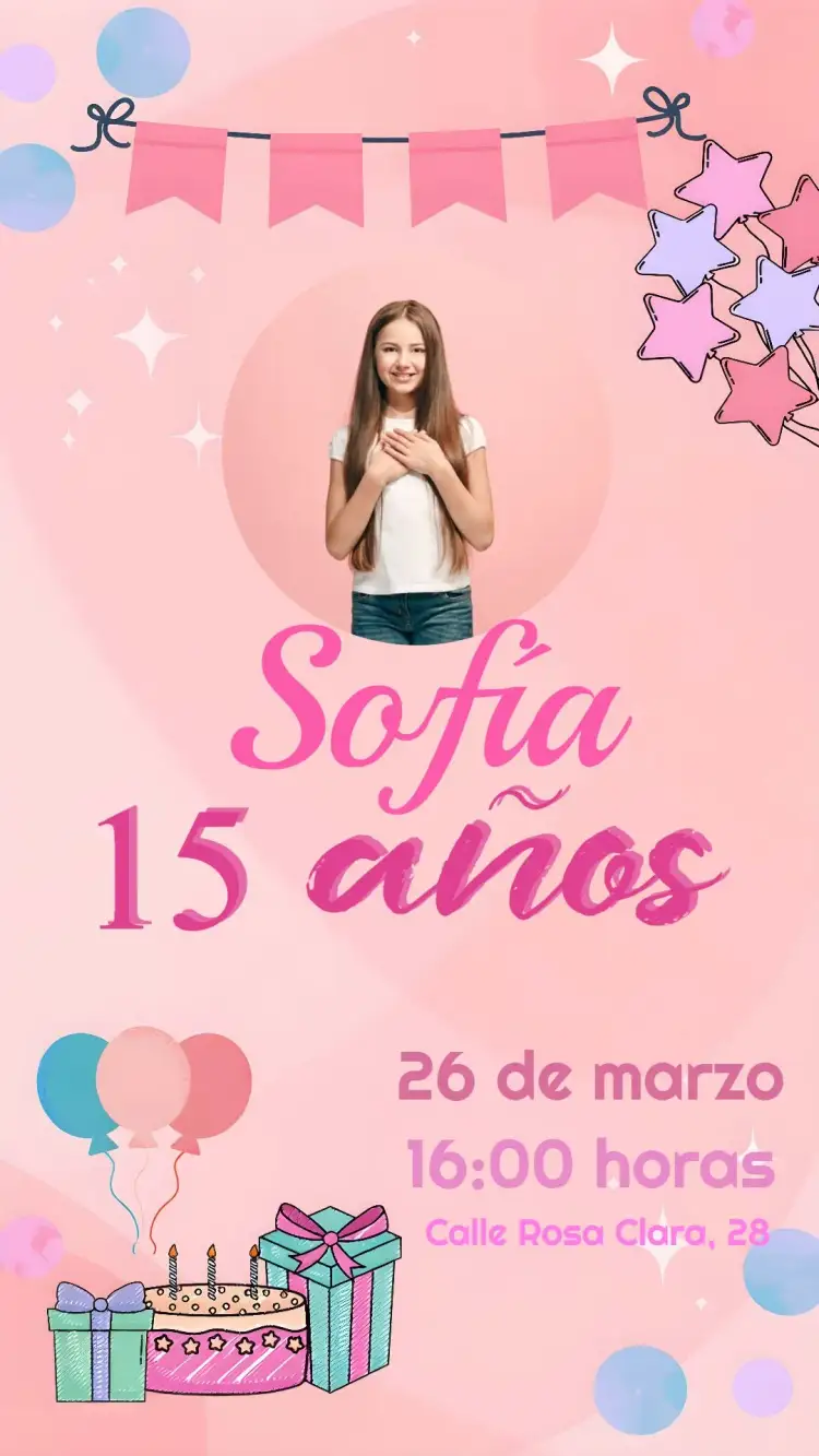 Invitación 15 Años Con Foto Fiesta – tema 15 años rosa, elegante, moderno, fotográfico, feminino, celebración