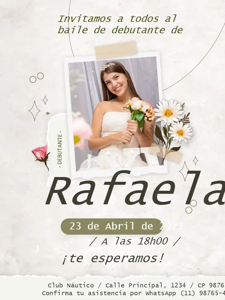 Invitación 15 Años Encuentro Floral – tema Cumpleaños Infantil floral, delicado, claro, moderno, jovial