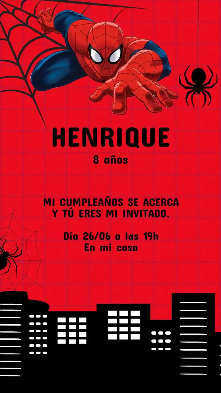 Invitación Cumpleaños - Hombre Araña