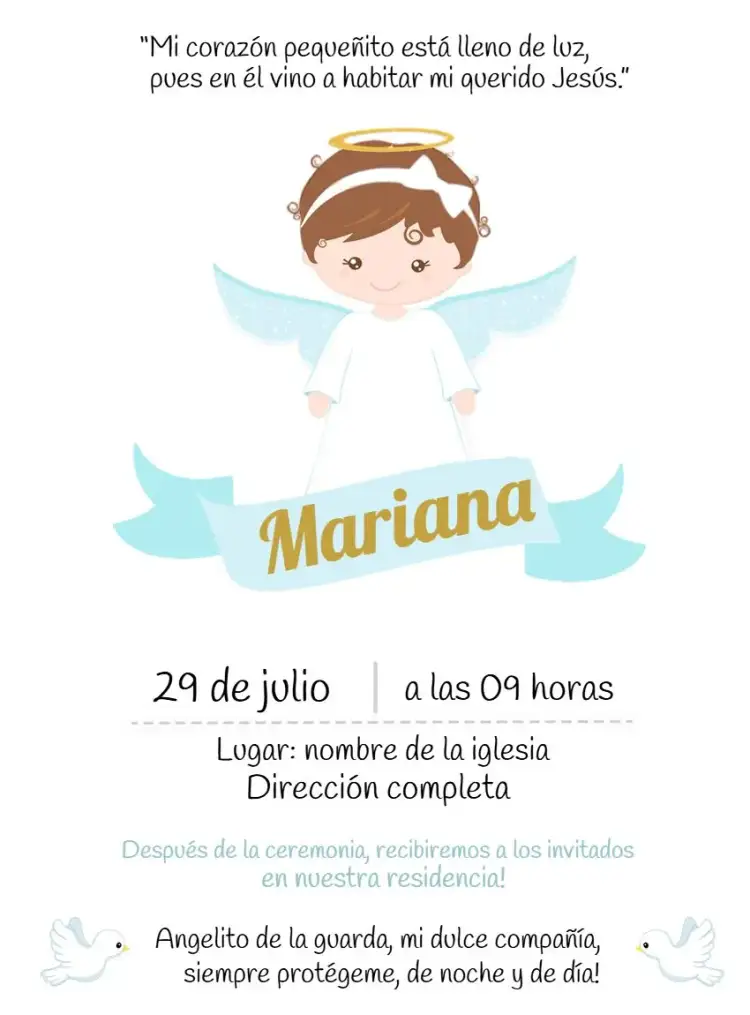Invitación Bautizo Angelito Bautismo – tema Bautismo azul, angelito, infantil, moderno, minimalista, tierno