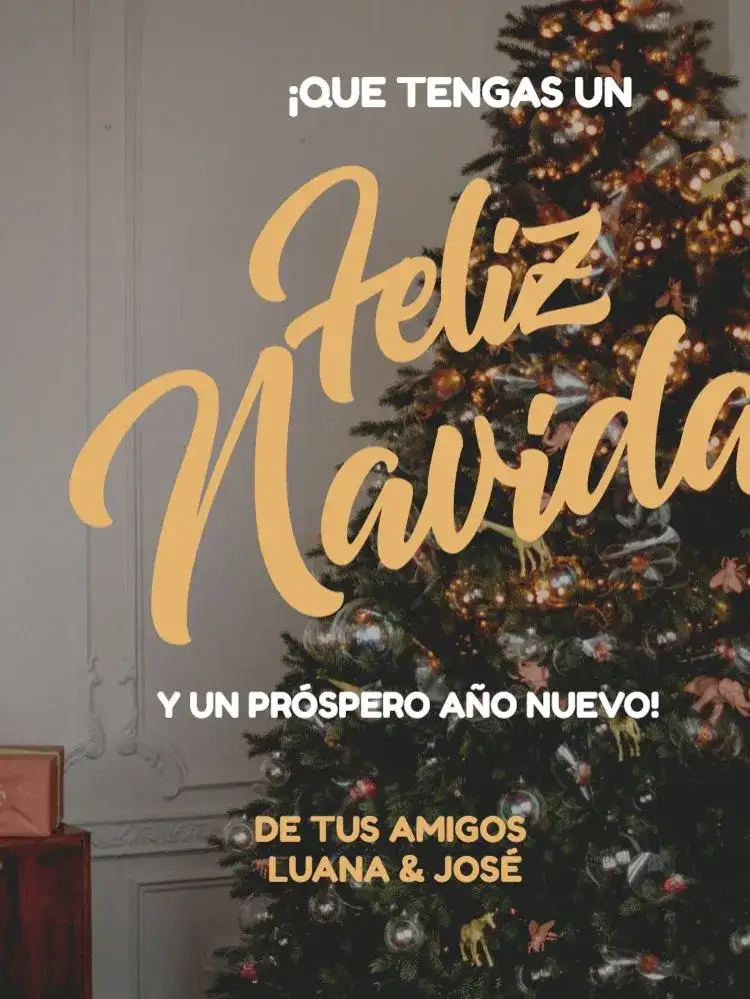 Tarjeta De Feliz Navidad Elegante Pino Regalo