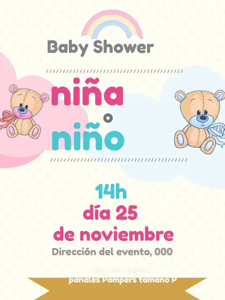 Baby Shower Revelación Osito Y Arco Iris Celebración