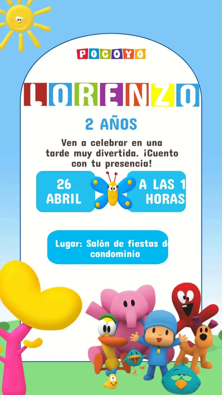 Invitación Cumpleaños Pocoyo