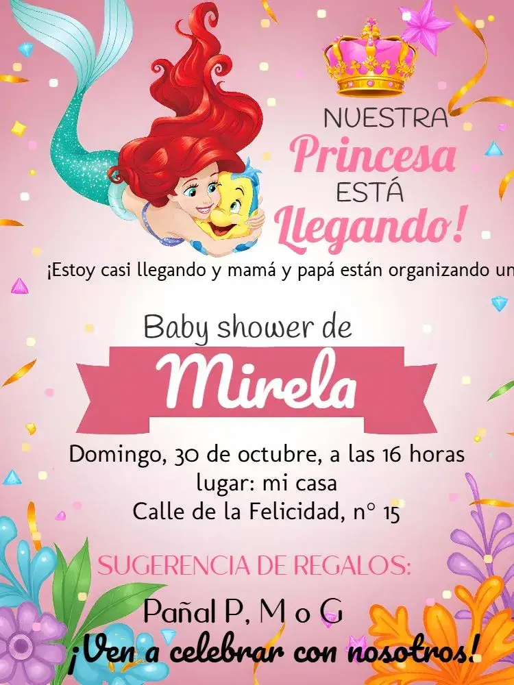 Invitación Baby Shower Ariel Royalty