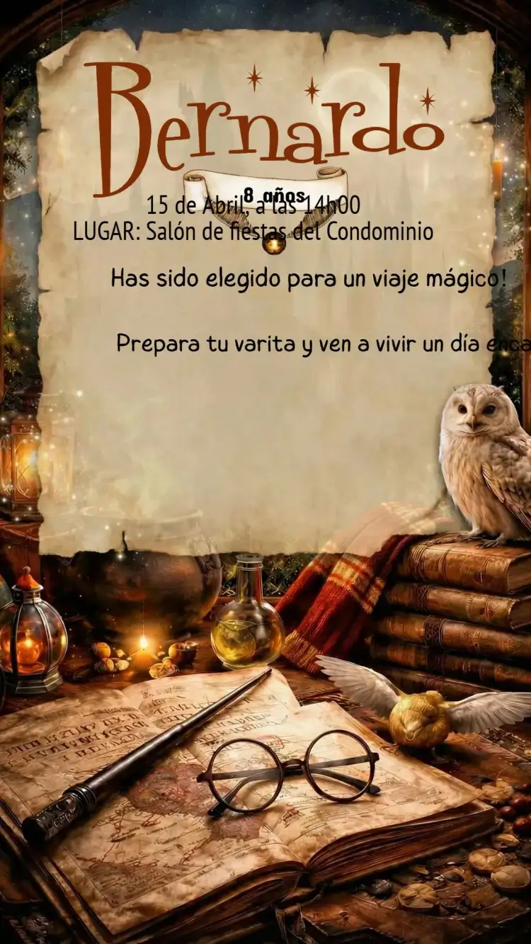 Invitación Cumpleaños Infantil Harry Potter