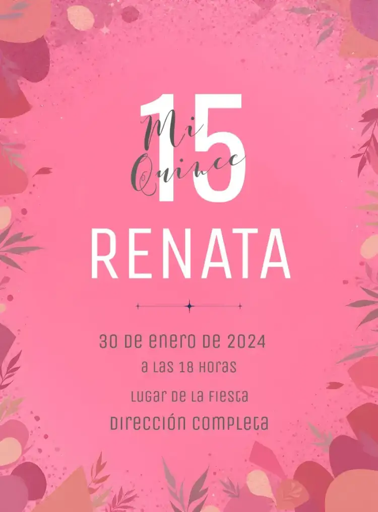 Invitación 15 Años Brillo Chica – tema 15 años minimalista, brillo, rosa, moderno, elegante