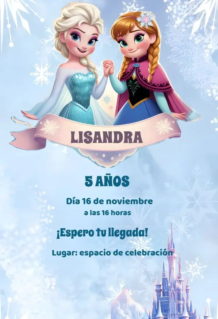 Invitación Frozen Azul – tema Más buscados azul, invierno, Disney, mágico, infantil