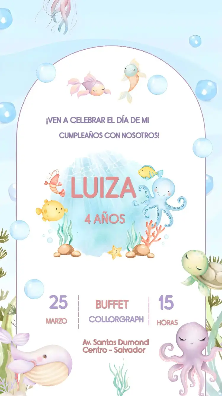 Invitación Fondo Del Mar Burbujas