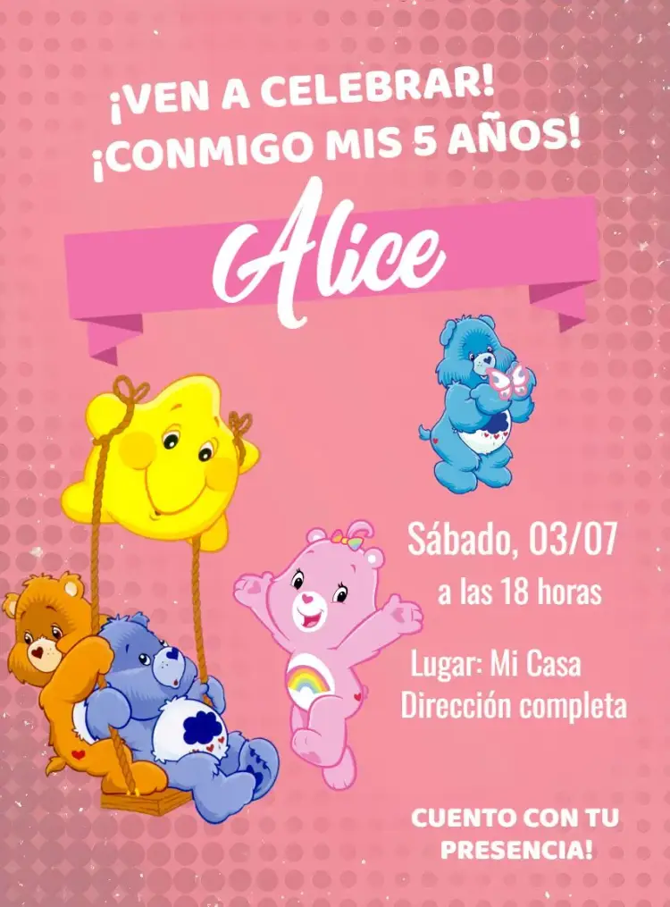 Invitación Osos Cariñosos Digital editable y personalizable