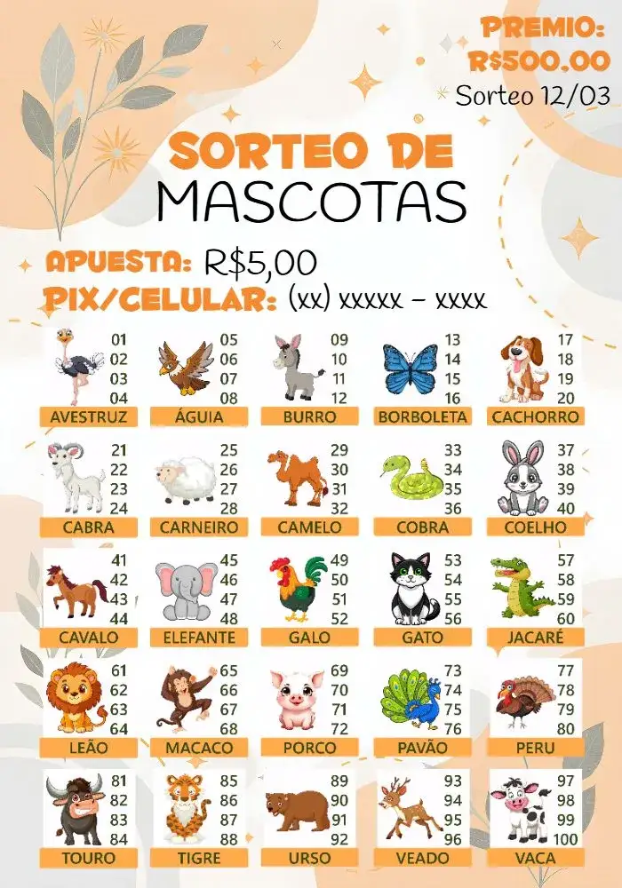 Invitación Rifa De Bicho Premiações Juego – tema Cartones colorido, divertido, jovial, lúdico, festivo, animado