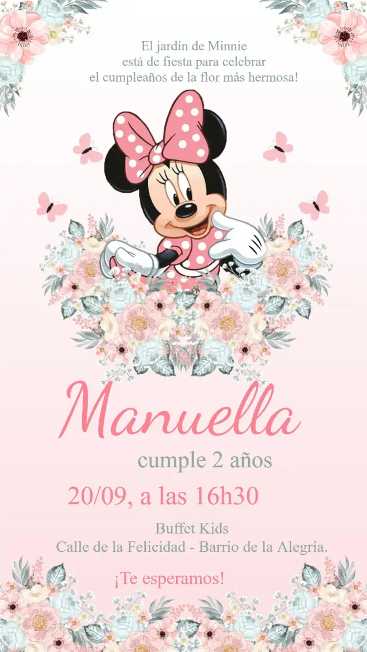 Invitación Jardín Encantado De Minnie Mouse Floral