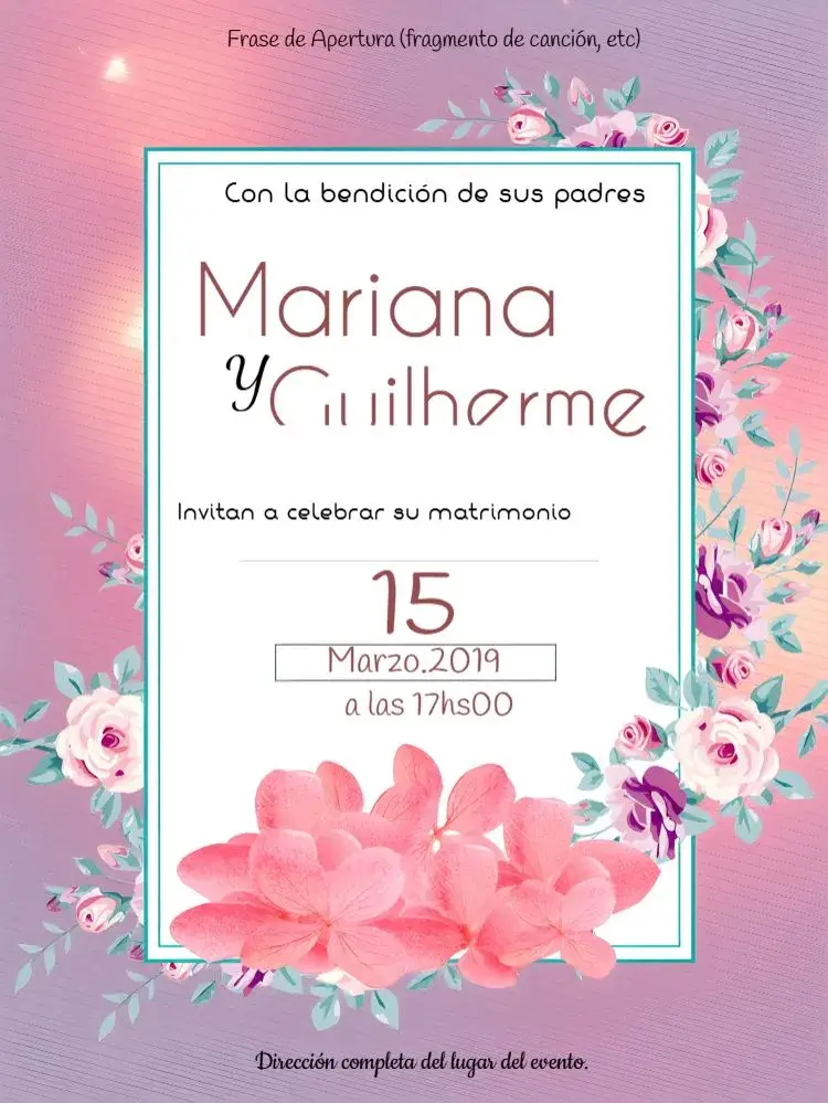 Invitación Boda Floral Flores editable y personalizable