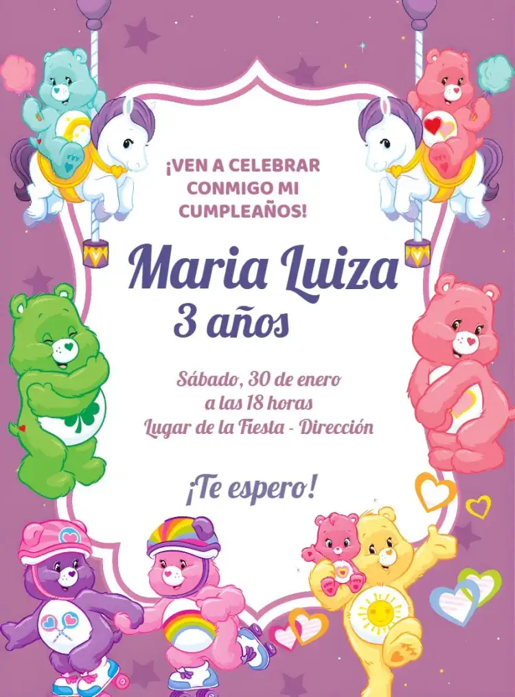 Invitación Ositos Cariñosos Rosa – tema Cumpleaños Infantil colorido, bonito, infantil, animales, rosa, divertido