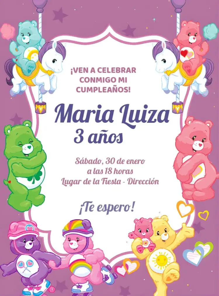 Invitación Ositos Cariñosos Rosa