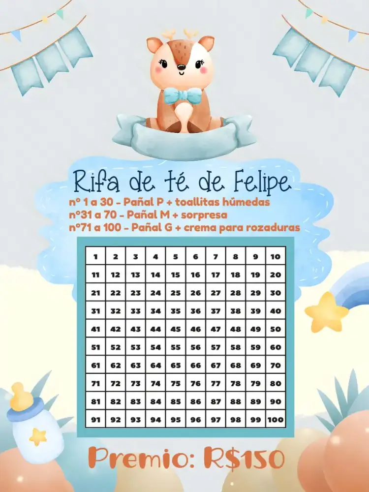 Baby Shower Rifa De Pañales Acuarela Niño