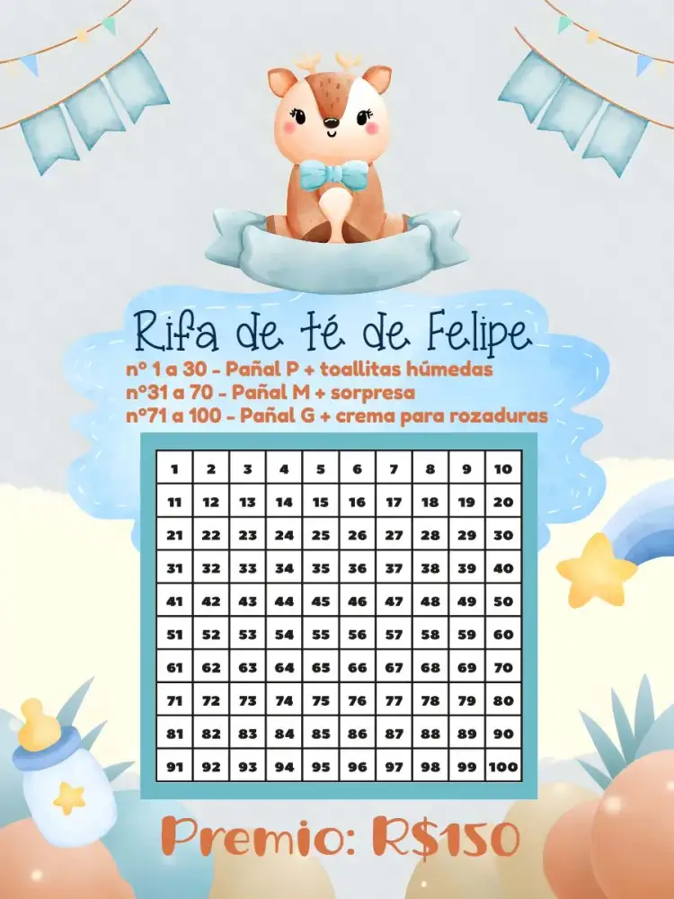 Invitación Baby Shower Rifa De Pañales Acuarela Niño – tema Té Rifa acuarela, safari, animales, azul, moderno, divertido