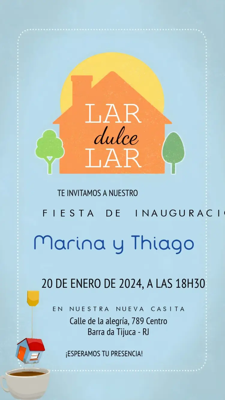 Invitación Té De Casa Nueva Naranja