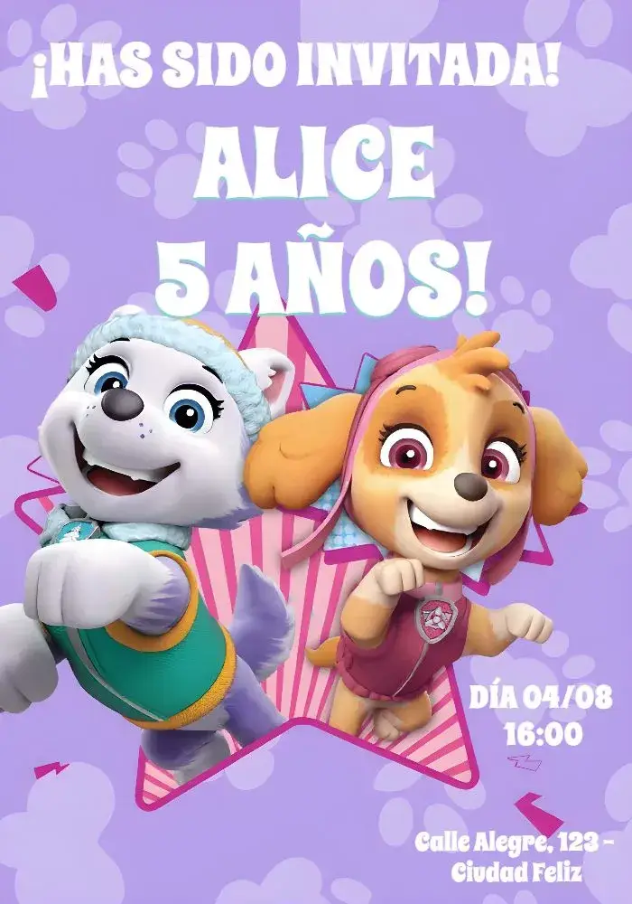 Invitación Patrulla Canina Rosa