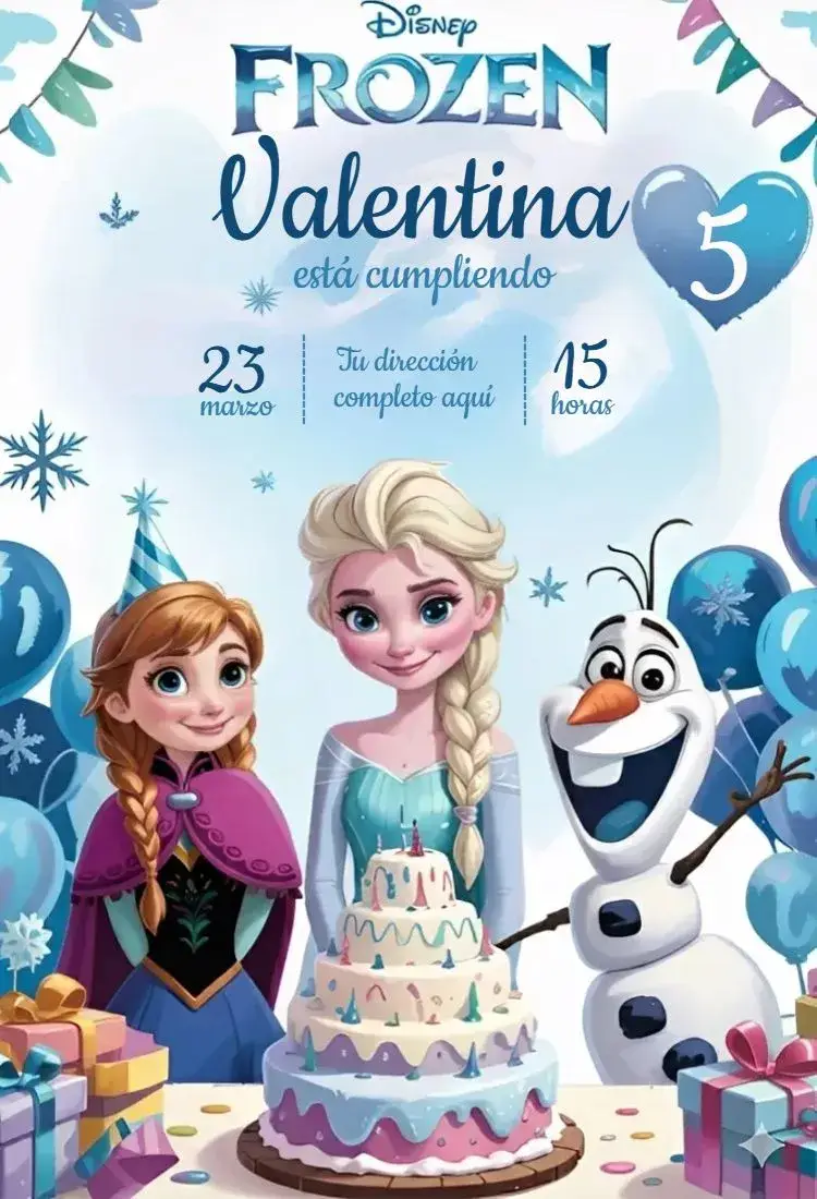 Invitación Frozen editable y personalizable
