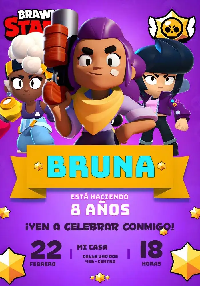 Invitación Brawl Stars Chica - Juego Púrpura – tema Más buscados jugador, púrpura, lila, moderno, divertido