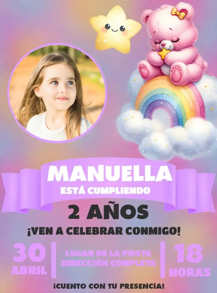 Invitación Os Ositos Cariñosos Con Foto Dibujo