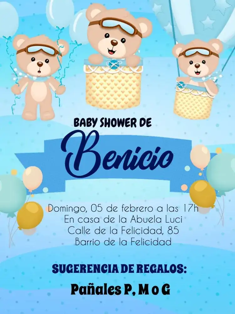 Baby Shower Osito Globos Fiesta