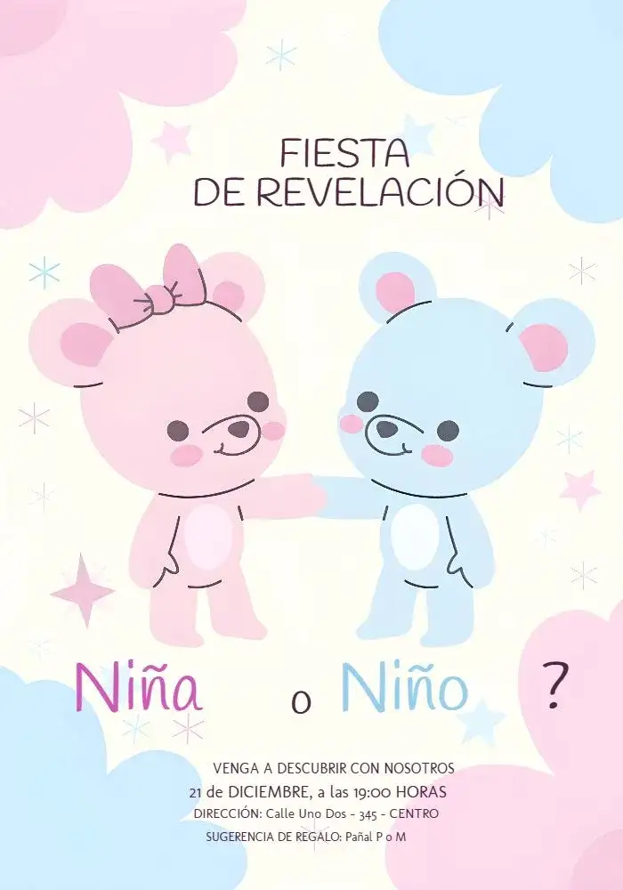 Chá de Revelación Ositos Rosa