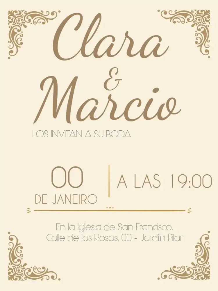 Invitación Bodas Clásicas Arabesco de Boda – tema Boda dorado, clásico, elegante, romántico, moderno, árabe