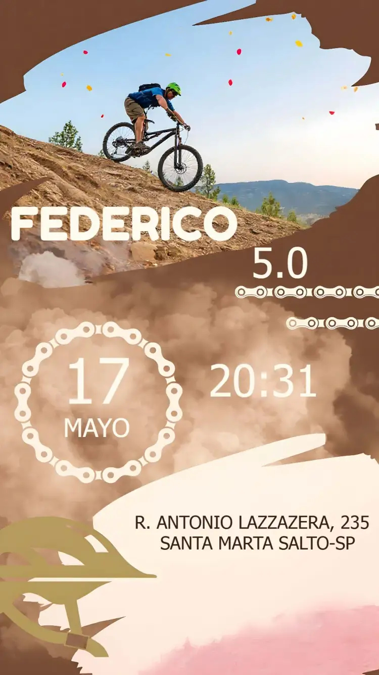 Invitación Bicicleta Bike Trilha – tema Cumpleaños ciclismo de montaña, aventura al aire libre, deportes