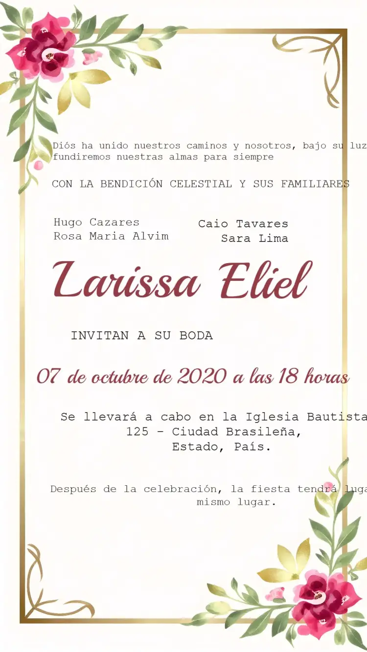 Invitación Boda Floral Unión