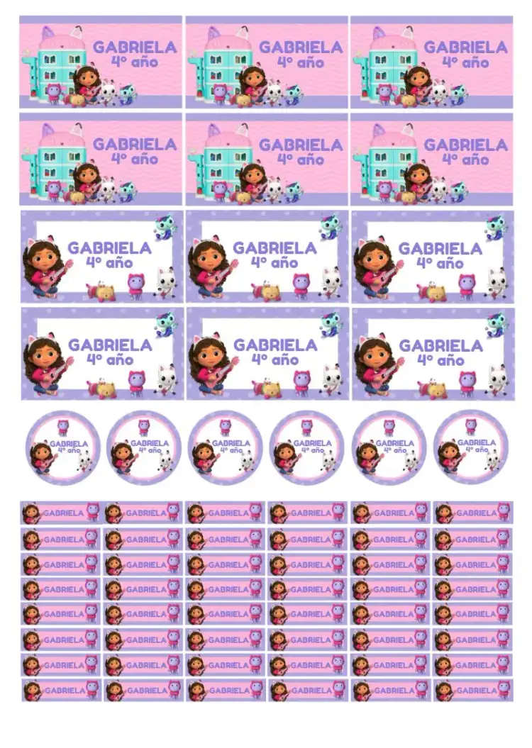 Etiqueta Escolar Casa Mágica De Gabby Fiesta
