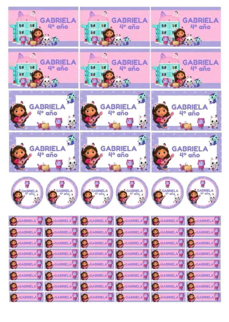 Invitación Etiqueta Escolar Casa Mágica De Gabby Fiesta