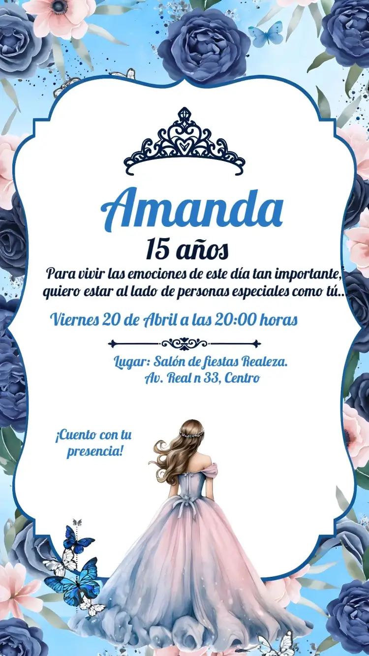 Invitación Quinceañera Floral 15