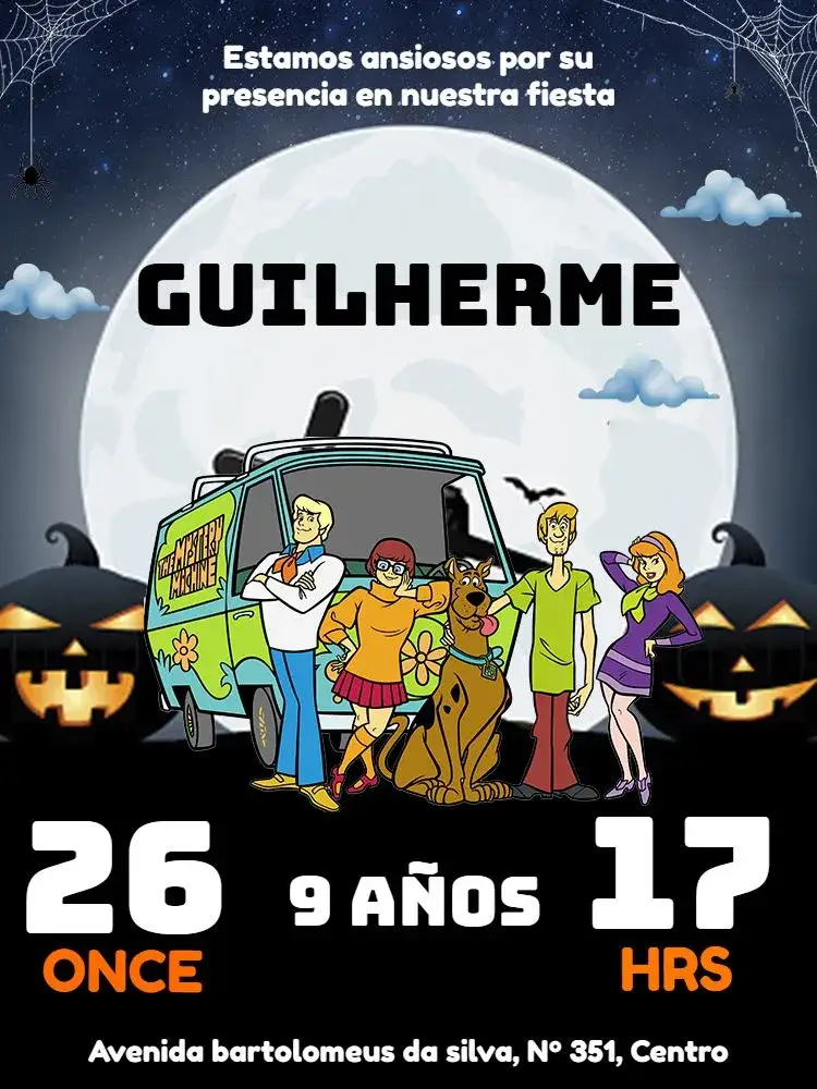 Invitación Scooby Doo Película – tema Más buscados Scooby-Doo, Misterio