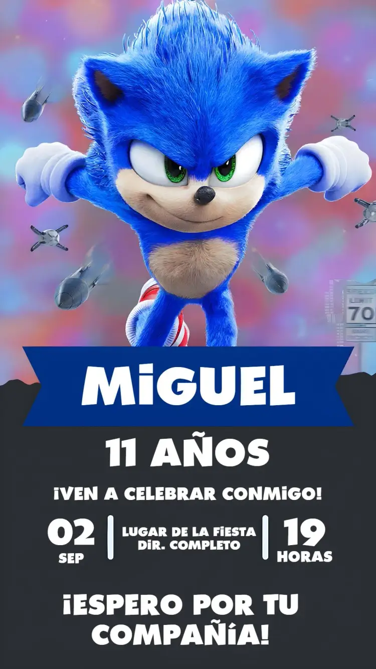 Invitación Sonic Infantil