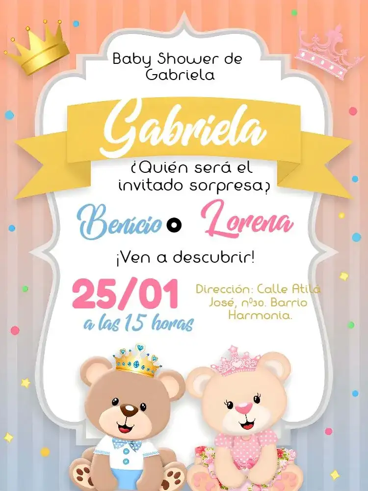 Baby Shower Ositos Realeza Dorado