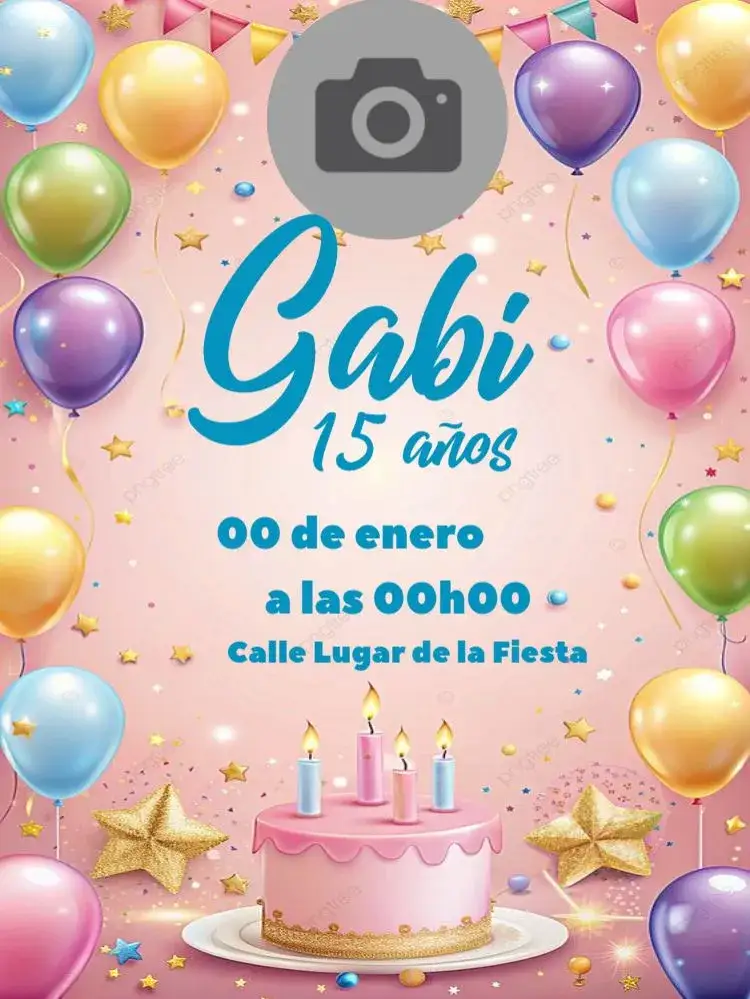 Invitación Globos 15 Años Para Editar Confeti – tema 15 años tropical, moderno, delicado, infantil, playa, azul