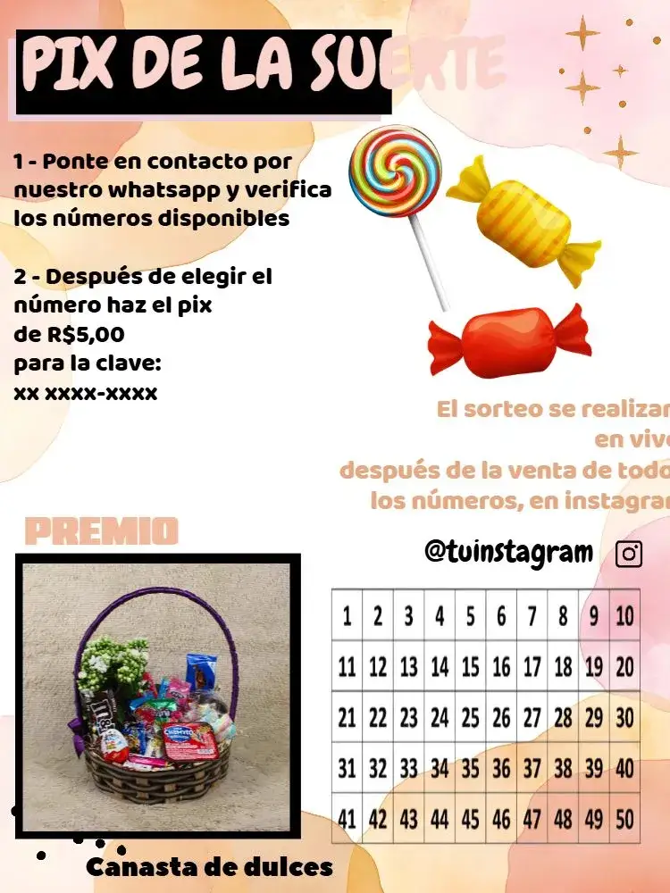 Invitación Pix Premiado Doces Con Foto Digital – tema Cartones moderno, colorido, divertido, vibrante, fotográfico, descontraído