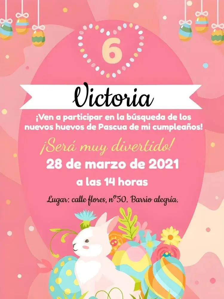 Invitación Pascua Huevos – tema Fechas Conmemorativas colorido, lúdico, moderno, infantil, pastel, divertido